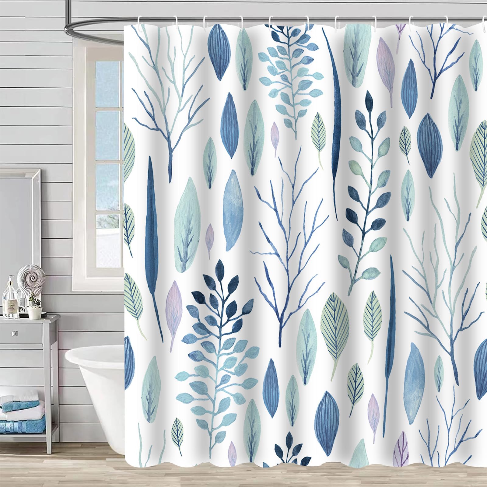FAIRYGATE Blue Shower Curtain Polyester Fabric Shower Mould and Mildew Resistant Curtain 180 x 180 cm (71 x 71 Inch) Bathroom Curtains B8113