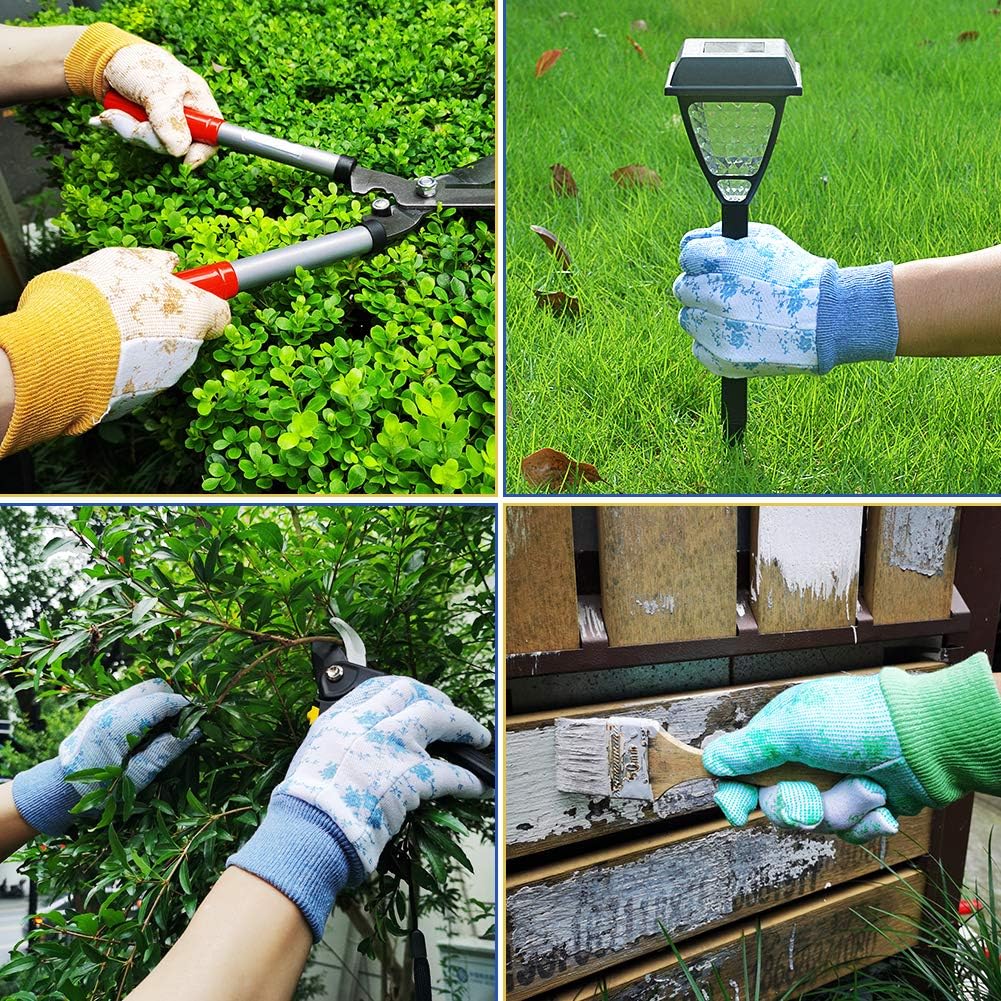 SEUROINT 6 Pairs Garden Gloves, Men and Women Working Gloves for Small Yard Tools Gardening PVC Dots Cotton Gloves, Medium Size: Home Improvement