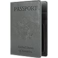 Cynure Leather Passport Cover CDC Vaccine Card Holder Combo Men & Women Travel Passport Case, grey