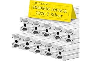 10pcs 2020 T Slot Aluminum Extrusion Profile 1000mm 39.37inch European Standard Anodized Extruded Linear Rail Guide Frame for 3D Printer Laser Engraving CNC Automation Equipment DIY Silver BELLA BAYS