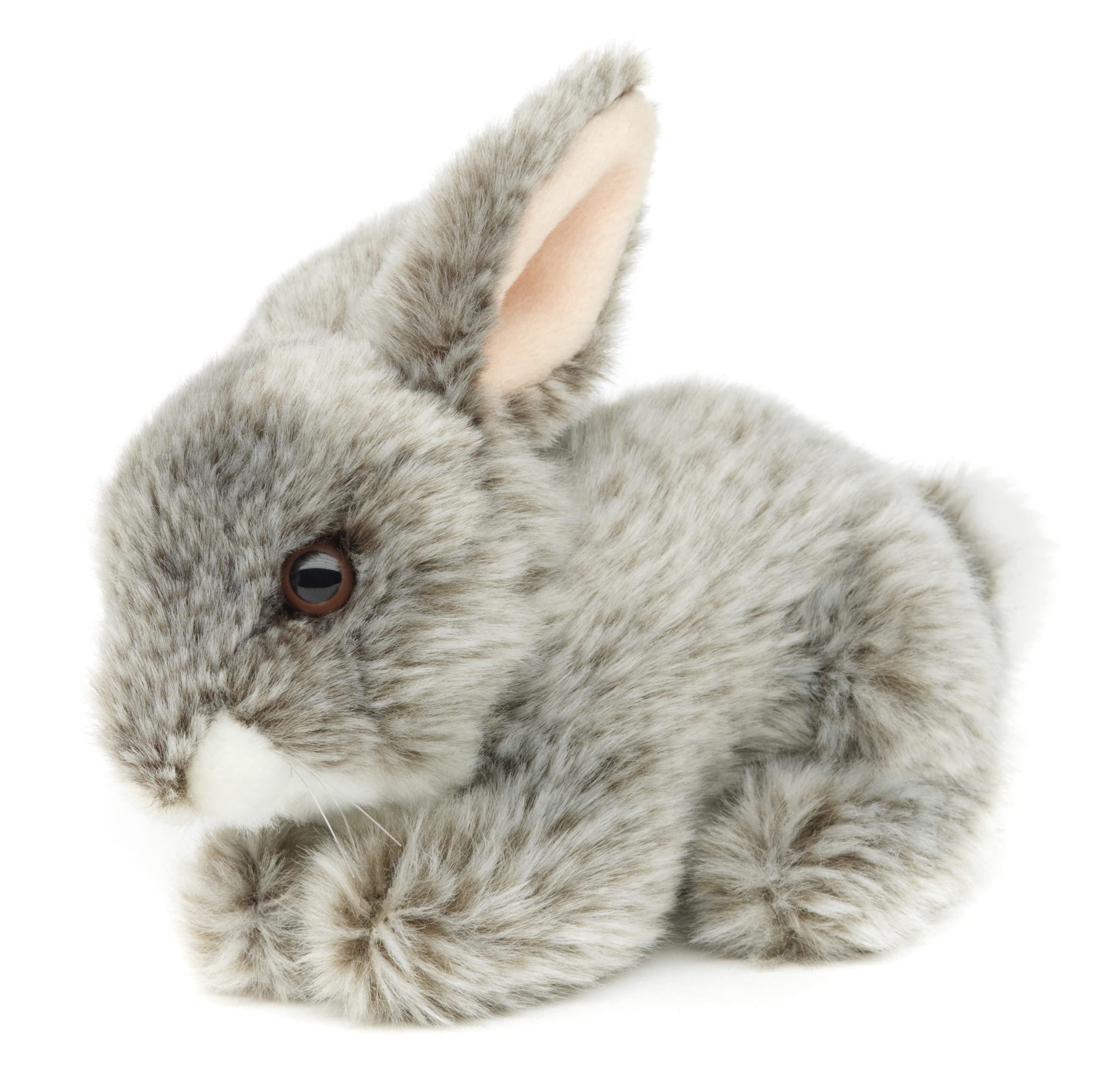 Uni-Toys - Rabbit, lying down (grey) - 18 cm (length) - plush rabbit - plush toy, cuddly toy