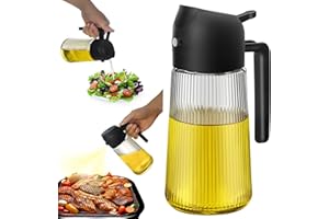 FEIOOD 16oz Ribbed Oil Dispenser Oil Sprayer for Kitchen Cooking, 2 in 1 Olive Oil Dispenser Bottle Spray and Pour Glass Oil Spritzer Pourer Refillable