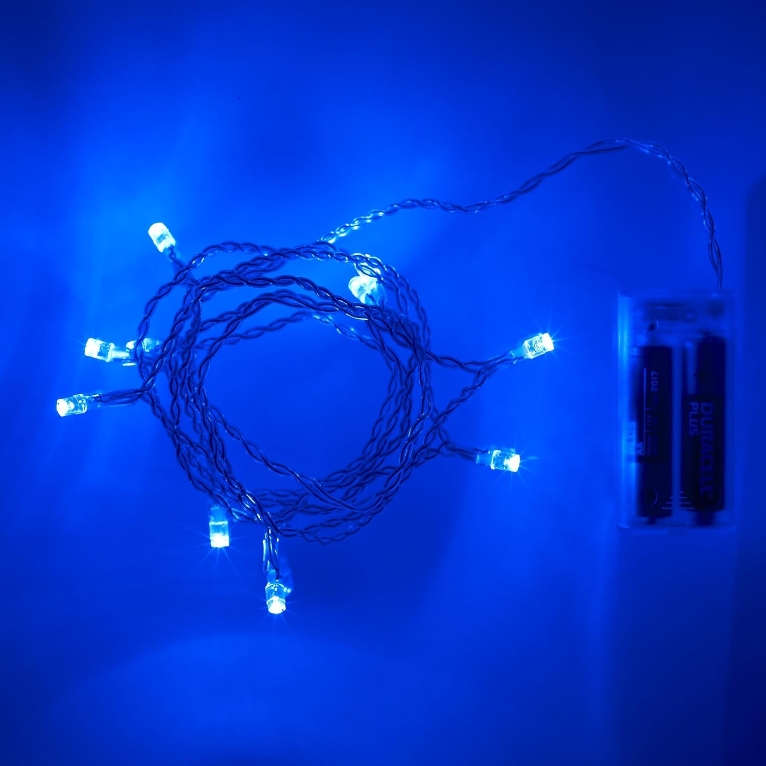 Battery Operated LED Fairy Lights, Blue 10 Bulb Static by Lights4fun