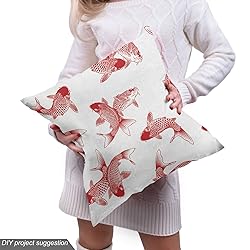 Lunarable Asian Fabric by The Yard, Japanese Carp
