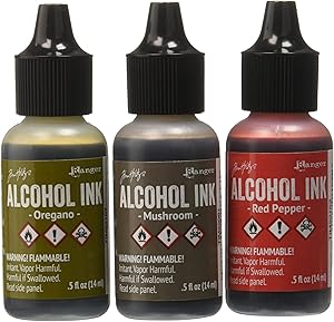 Ranger Adirondack Alcohol Ink 1/2-Ounce, 3-Pack, Tuscan Garden, Red Peppr/Mushroom/Oregano