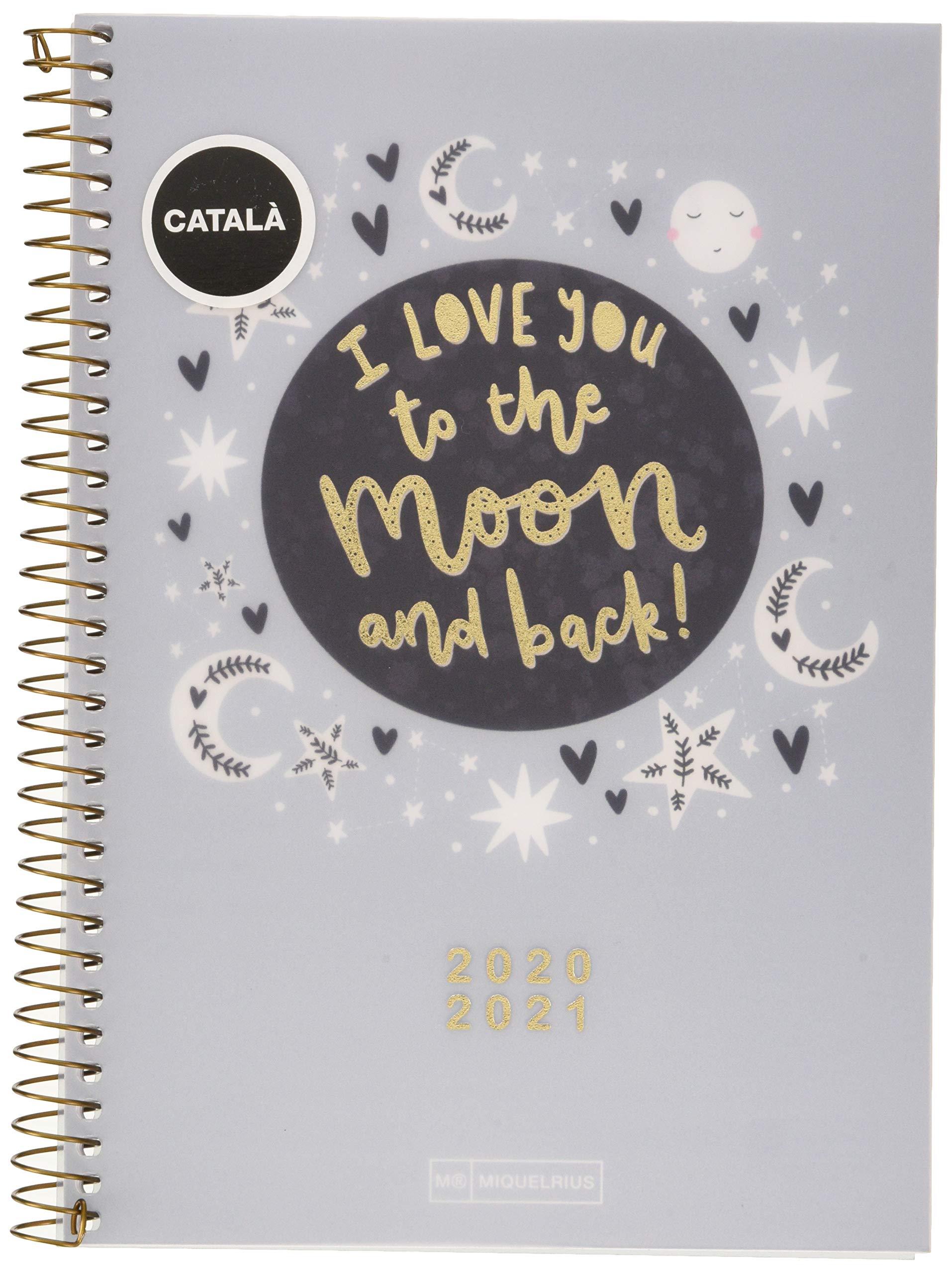 School Diary Polypropylene Translucent Plus Spiral 155 x 213 mm Week View 2020 to The Moon Miquelrius Blue Catalan