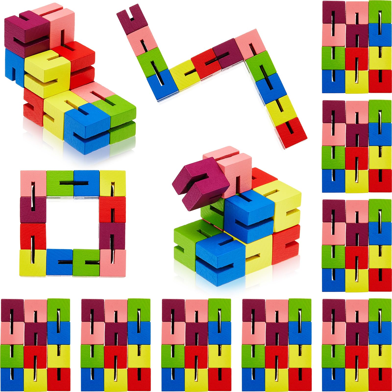 Photo 1 of Wooden Toy Twist Block Cubes Puzzle Sensory Toys for Teens Party Favors for Boys and Girls (12 Pieces)