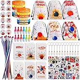 Sweetude 140 Pcs Bowling Birthday Party Favors for Kids Bowling Party Decorations Bag Keychain Ballpoint Pen Stickers Mini Notepads Silicone Wristband Badge Pencil for Birthday Supplies School Prizes
