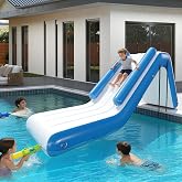 SPECRAFT 10x2.6x4 FT Inflatable Water Slide for Lake &amp; Boat | Floating Slide for Adults and Kids, Easy Setup, Blue and White Design for Durable Outdoor Water Fun