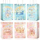 Princess and Prince Party Bags 24 Pcs– Goodie Bags, Gift Bags for Birthday Party Favors, Goody Bags with Handles for Birthday, Royal Theme Favor Bags for Treats and Decorations