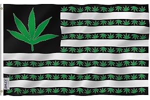 ANLEY Fly Breeze 3x5 Foot Marijuana Leaf USA Polyester Flag - Vivid Color and Fade proof - Canvas Header and Double Stitched - US Marijuana Leaves Flags with Brass Grommets 3 X 5 Ft
