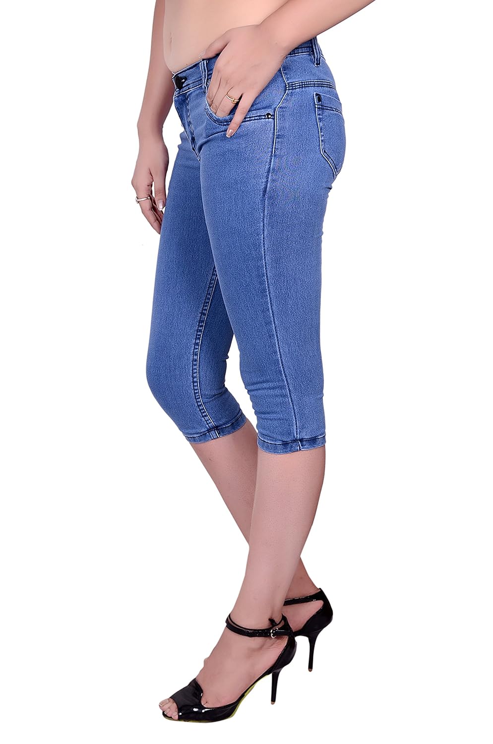 broadstar women denim blue capri