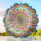 Aoedelyart Wind Spinners Outdoor Mandala Lucky Star,Laser Cut Metal Kinetic Art Wind Spinner Gift for Christmas,12In Stainless Steel Hanging Yard&Garden 3D Wind Sculpture Decorations Indoor Spinners