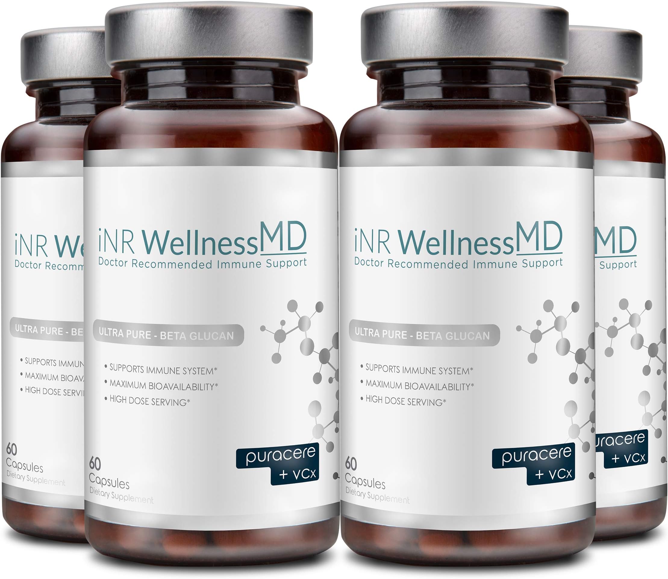Inr Wellness MD - Ultra-Pure Beta-Glucan | Dietary Supplement with PURACERE (VCx) for Immune Support | 508mg (240 Caps)