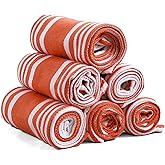 Ashton Sheets American Stripe Kitchen Towels 100% Cotton Pack of 6, Highly Absorbent Quick Drying, Soft Dish Towels 20x30 Inch for Kitchen with Hanging Loop, Hand & Tea Towel - Orange & White Striped
