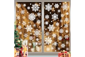 Homerove 510 Pcs 10 Sheet Double-Sided Christmas Window Clings, Christmas Snowflake Window Cling Stickers for Glass, Xmas Holiday Snowflake Decals for Party
