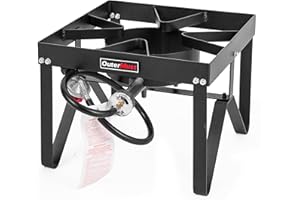 OuterMust Outdoor Propane Burner Heavy Duty Propane Gas Stoves for Cooking with 10 PSI Regulator and Cast Iron Braided Holes Perfect for Home Brewing, Crawfish Boiler, Turkey Fryer and Seafood Boiler