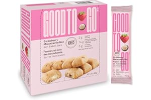 GOOD TO GO Strawberry Macadamia Soft Baked Bars, 40g x 9 Bars; Non GMO, Certified Keto, Grain Free, Peanut Free, Gluten Free,