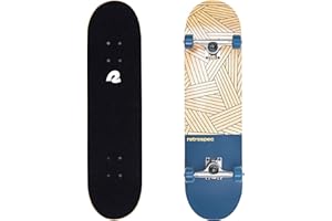 Retrospec Alameda Skateboard Complete | Canadian Maple Wood Deck w/ 5.5 Inch Aluminum Alloy Trucks for Commuting, Cruising, Carving & Downhill Riding