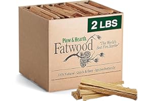 Plow & Hearth 2 LBS Fatwood Fire Starter Sticks Organic Kindling, Easy Ignition Fat Wood, All Natural Firestarters for Fire Pit, Wood Stoves, Fireplaces, Campfires, Bonfires, BBQ