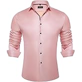 DiBanGu Mens Silk Paisley Dress Shirts,Long Sleeve Button Down Shirt Casual Regular Fit Shirt for Men Wedding Party