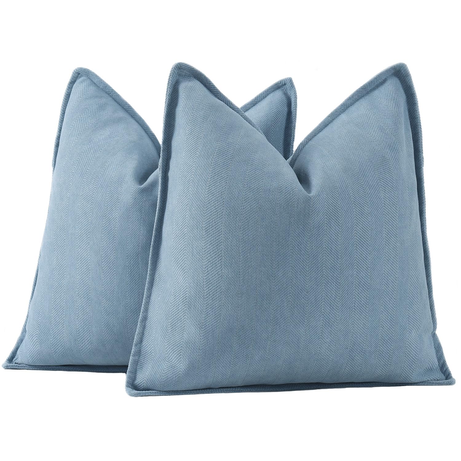 Madizz Textured Chenille Cushion Covers Set of 2 Super Soft Decorative Throw Pillow Covers Boho Pillowcases Modern Home Decor for Sofa Bedroom 16x16 inch, 40x40 cm, Blue