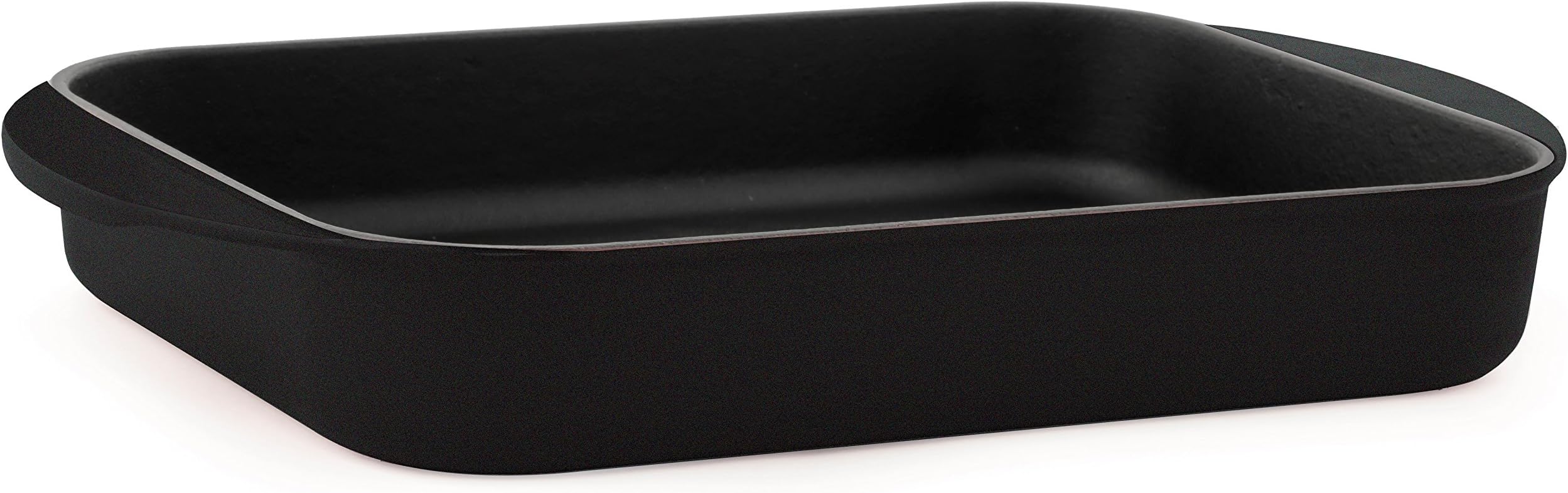 Dexart Rectangular Enameled Cast Iron Baking Dish, Roaster, Lasagna Pan, 9"x12.2". 3 Layers Matt Enamel Interior Coating is Scratch-Resistant and Never Rusts. (Black)