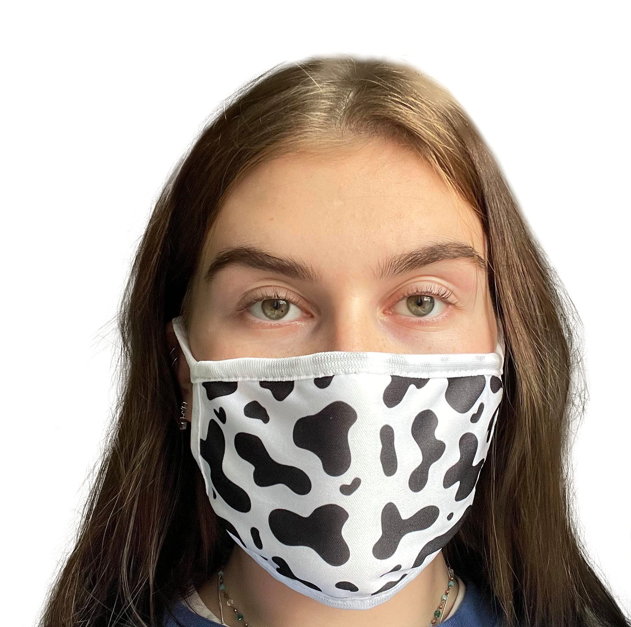 Komonee Adults Face Mask Washable Reusable Trendy Dustproof Cow Print Cloth Mouth Cover Covering For Boys Girls Outdoors Indoors Childrens School Protection