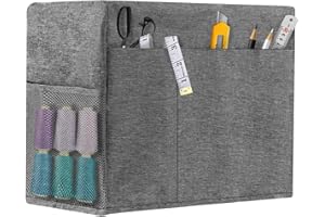 TOCCOOL Sewing Machine Cover - 12.4" Portable Case with 4 Compartments for Sewing Accessories, Dust-Proof Organizer Compatible with Most Sewing Machines (Grey)