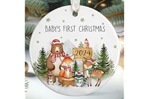PAWZITY Baby's First Christmas Ornament 2024 - Baby First Christmas Ornament 2024 Boy, Girl - Baby First Christmas - My First Christmas Baby Ornament - Baby 1st Christmas Ornament - Ceramic Christmas Ornament