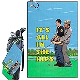 Amitrely Funny Printed Golf Towels for Golf Bags with Clip, Golf Gift for Men Husband Boyfriend Dad, Birthday Gifts for Fan - It's All in The HIPS