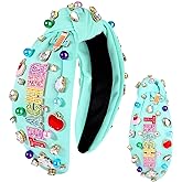 NVENF Teacher Headband for Women Teacher Accessories Crystal Pearl Knotted Hairband Back To School Outfits Teacher Appreciation Gifts (Style E)