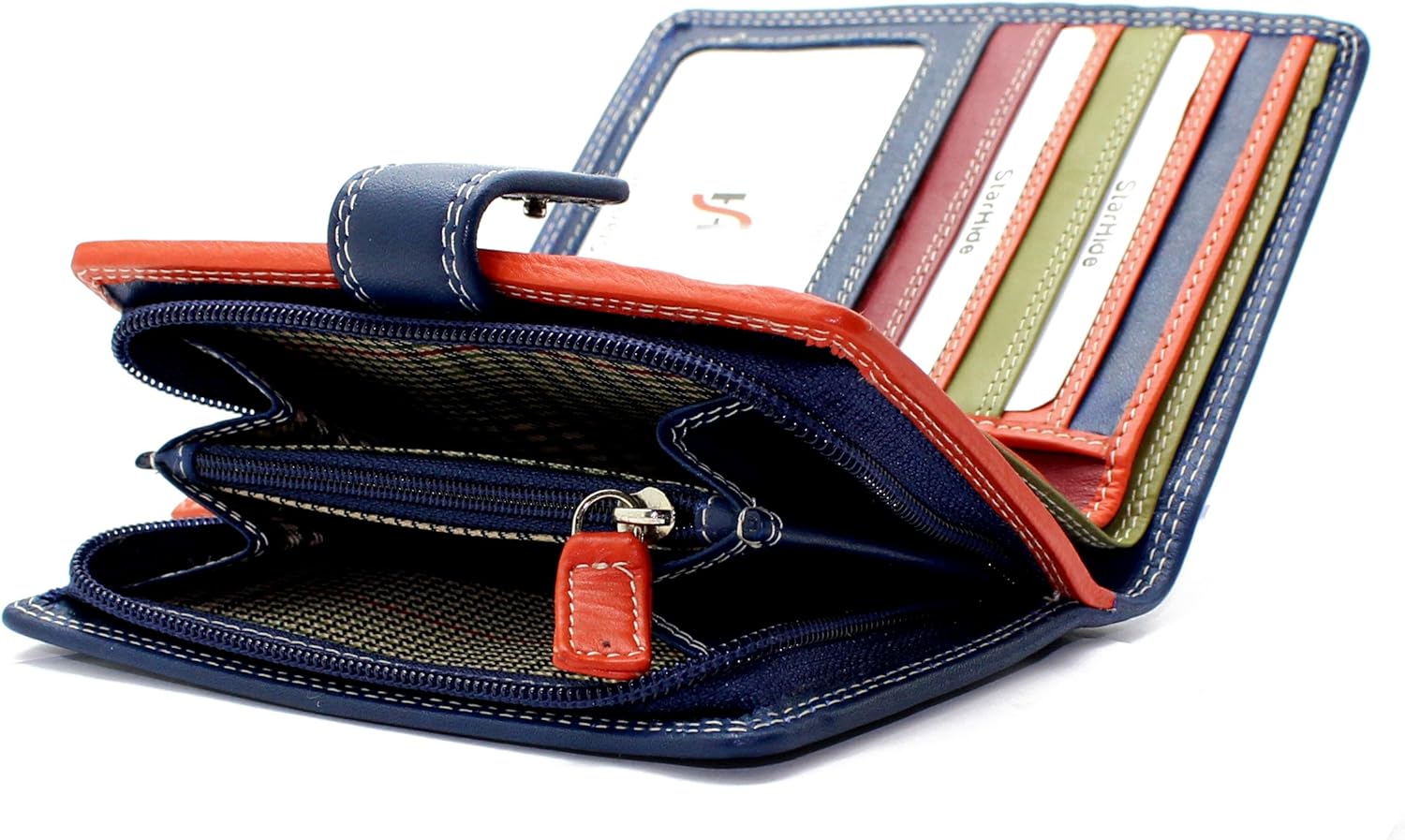 STARHIDE Multicoloured Womens Purse, RFID Blocking Compact Wallet with Extra Card Capacity - Image 4