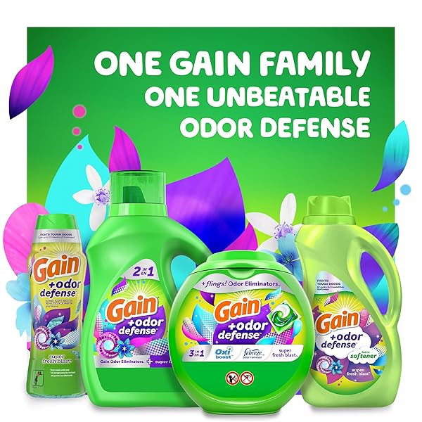 GAIN + ODOR DEFENSE IN-WASH SCENT BOOSTER, SUPER FRESH BLAST SCENT, 18.2 OZ, HE COMPATIBLE