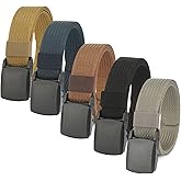 HOANAN 5-Pack Metal-Free Nylon Belts, 1.25 Inch Belts Lightweight TSA-friendly Outdoor Military Plastic Belt, Cut to Fit (For waist up to 45")