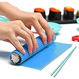 Kitchen Sushi Rolling Mat - Non Stick Sushi Making Kit Japanese Plastic Sushi Rolling Maker Homemade DIY Sushi Plate Mat Larg