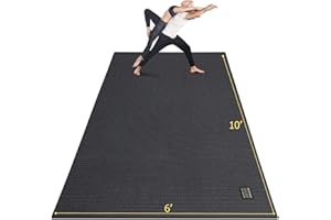GXMMAT Large Yoga Mat 12'x6'/10'x6'/6'x8'(7mm), Extra Thick Workout Mats for Home Gym Flooring, Ultra Comfortable Non-Slip Quick Resilient Barefoot Wide Exercise Mat for Pilates, Stretching,Meditation