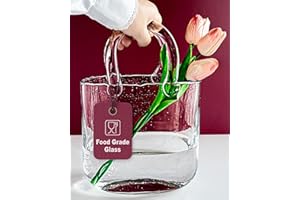 OLEEK Purse vases for Flowers (Handmade) Glass Bag vase -10 Inches- Blue for centerpieces & Fish Bowl - Handbag Unique Flower vase Decorative - Glass Handbag vases for Cute Room Decor