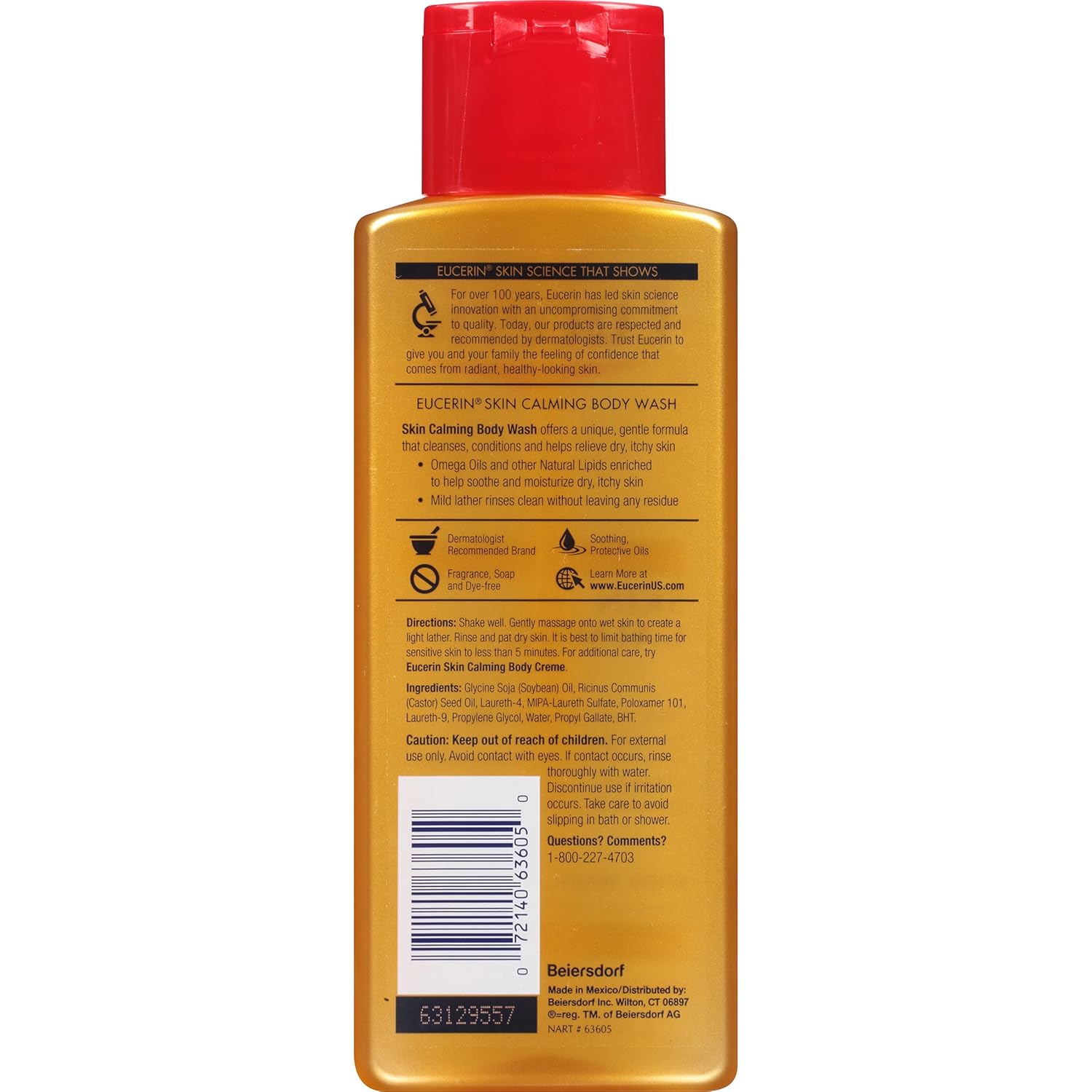Eucerin Skin Calming Body Wash - Cleanses and Calms to Help Prevent Dry, Itchy Skin - 8.4 fl. oz. Bottle: Prime Pantry