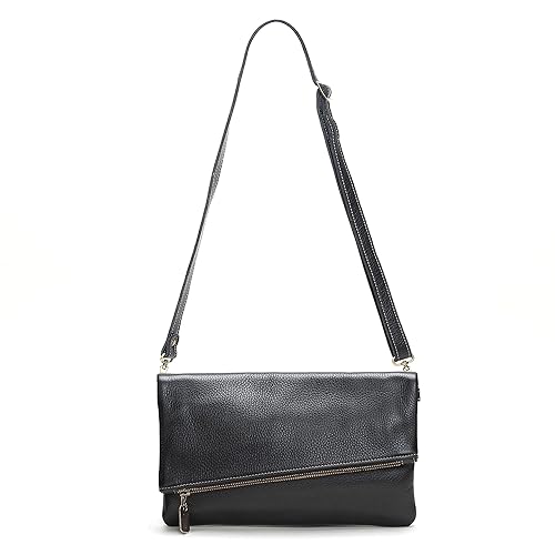 black fold over crossbody bag