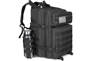 ROGJUK 45L Tactical Backpack For Men Highland Assault Large Army Pack 3 Day Molle Bug Out Bag With Water Cup Bag Outdoor Camping Hiking Daypack Military Rucksack Black