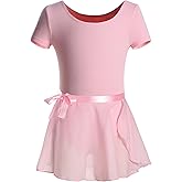 DANSHOW Girls Short Sleeve Leotard with Skirt Kids Dance Ballet Tutu Dresses