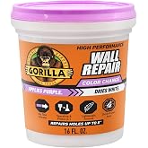 GORILLA High Performance Wall Repair, 16 oz Tub, Color Change Formula | Applies Purple, Dries White, Shrink &amp; Crack Resistant, Spackling and Primer in One, Heavy-Duty Indoor and Outdoor Use