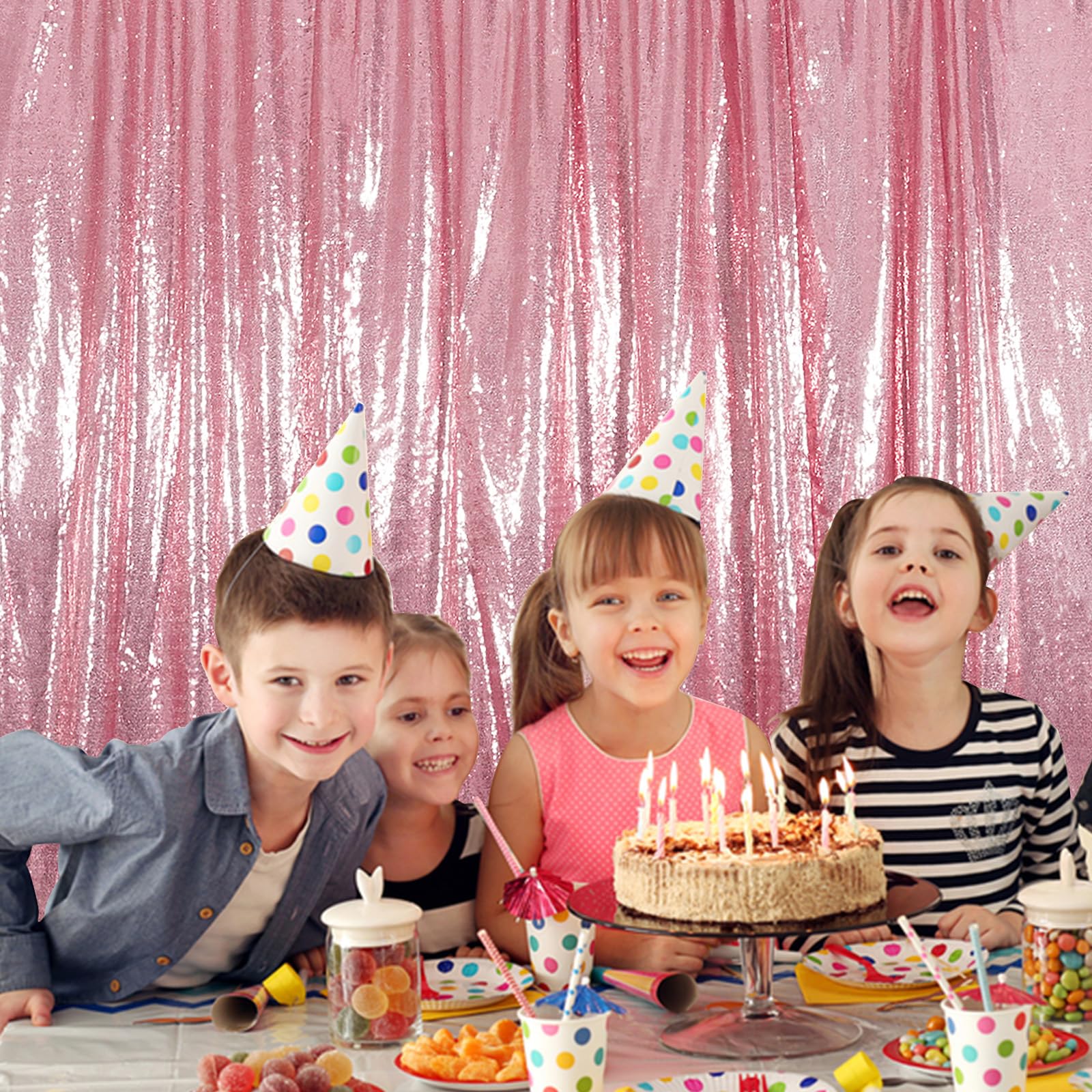 Juya Delight Fuchsia Pink Sequin Backdrop Curtains