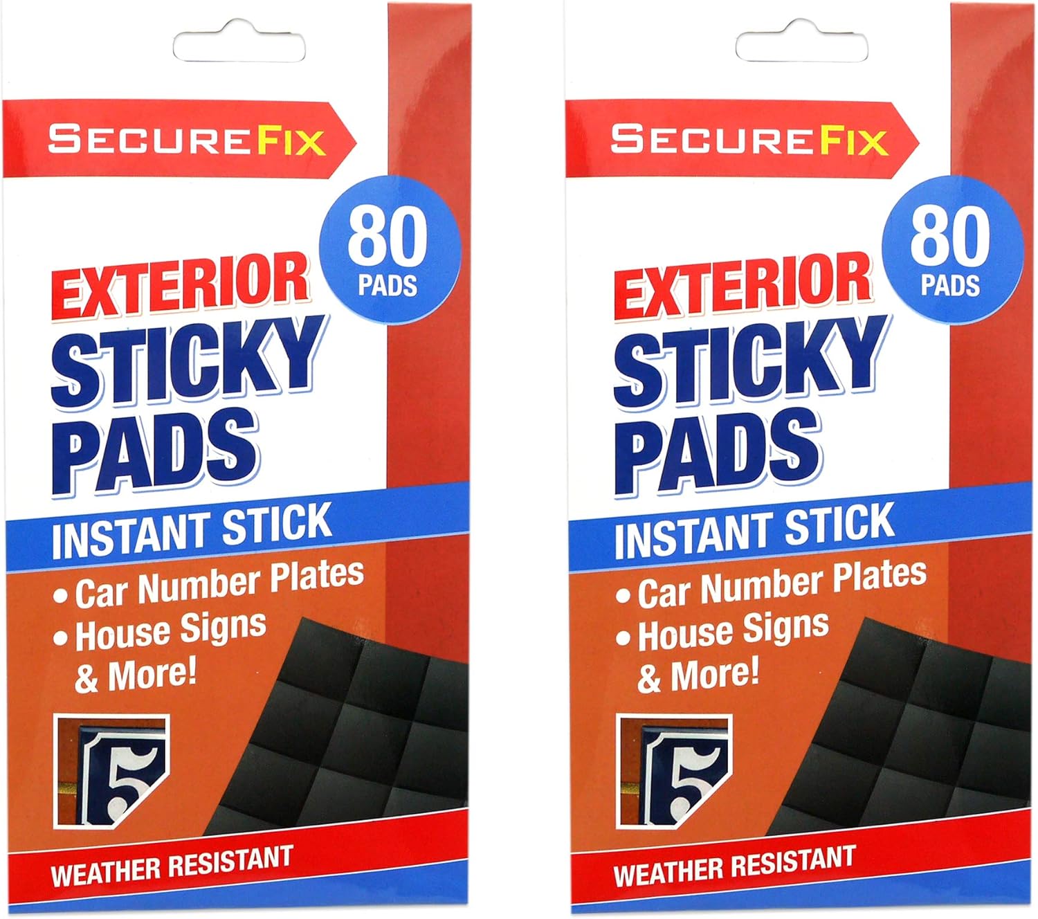 160 x Exterior Sticky Pads Strong Double Sided Weather Resistant Number Plate Fixings House