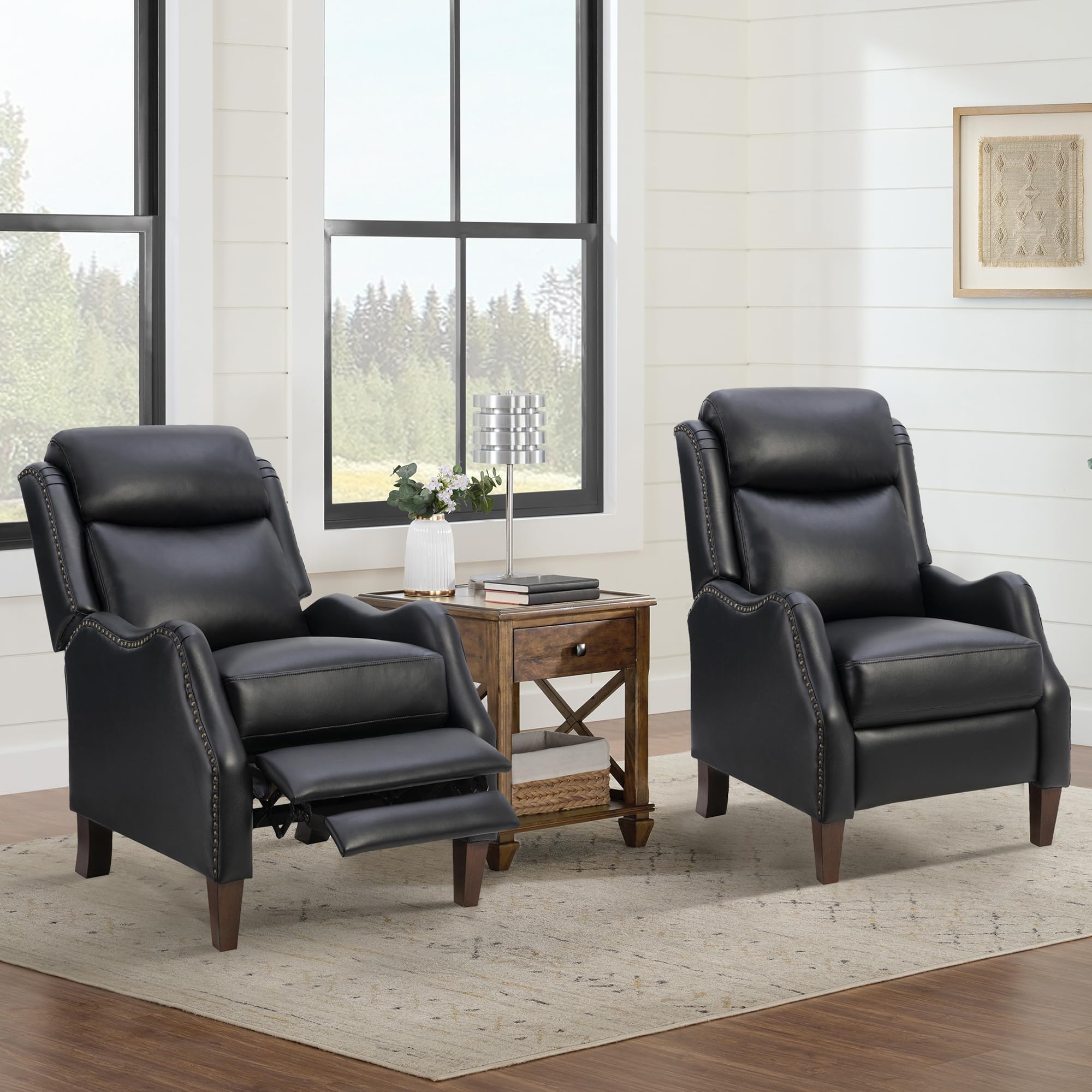 View 1 of ***MISSING PARTS***
KISLOT Leather Pushback Recliner Faux Armchair with Rivet Decoration Single Sofa Accent Chair for Living Room Bedroom