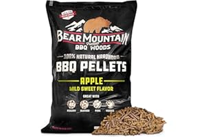 BEAR MOUNTAIN PREMIUM BBQ WOODS Bear Mountain All Natural Wood Pellets for Smoker, Grill & BBQ, 40 Lbs, Apple - Premium Hardwood Barbecue Pellets for Indoor and Outdoor Grilling