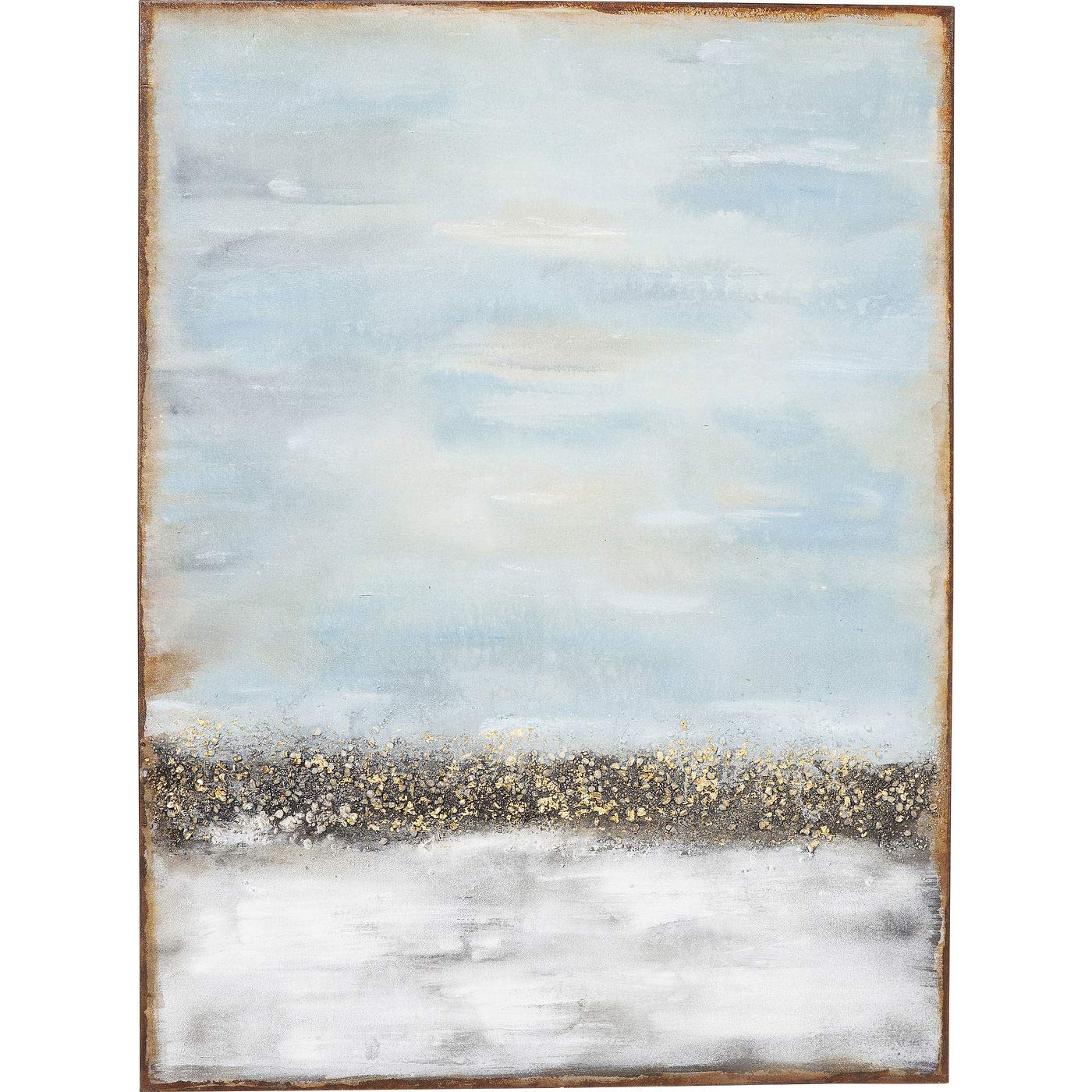 Kare Design Acrylic Painting Abstract Horizon, Grey Blue/Earth Tones, Canvas Painting, Solid Wood Frame, Hand Painted Details, Framed Artwork for Living Room, Hallway, Bedroom, 120x90x4 cm (H/W/D)