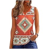Cowgirl Outfits for Women V Neck Tank Tops Western Rodeo Graphic Outfits Girls Country Concert Sleeveless Button Up Tops