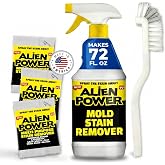 ALIEN POWER Original Mold and Mildew Remover Spray, 72 Oz. 3 Packet Set | Instant No Scrub Cleaner Spray for Bathroom, Tile, Grout, Shower, Drywall, Wood, Concrete, Multi Surface, Made in USA